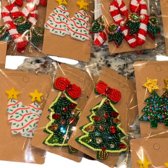 JEWELED CHRISTMAS TREE EARRINGS - Picture 3 of 3